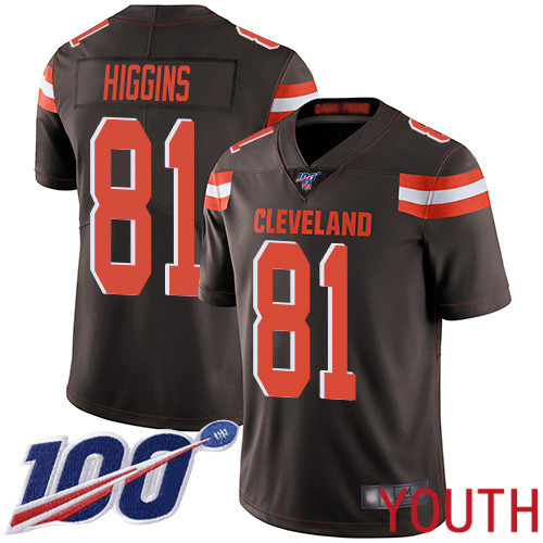 Cleveland Browns Rashard Higgins Youth Brown Limited Jersey 81 NFL Football Home 100th Season Vapor Untouchable